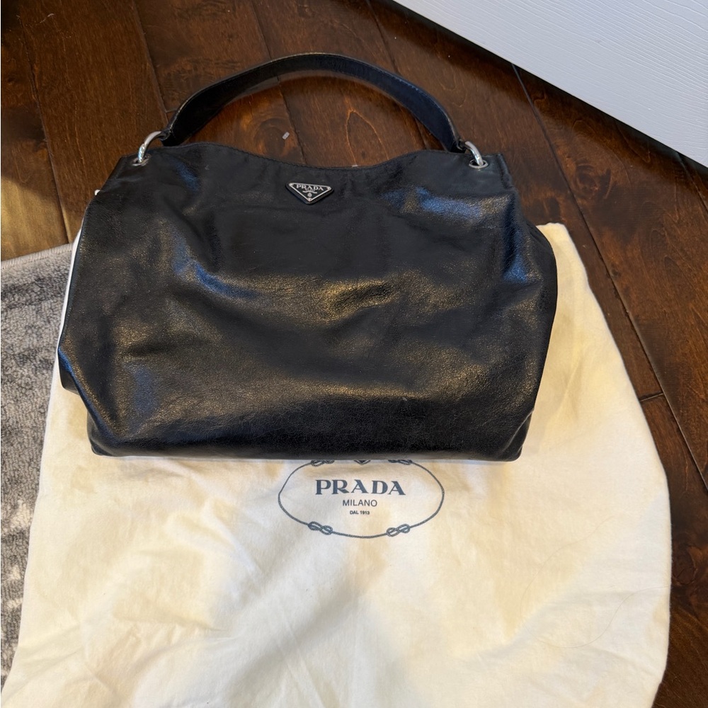 100% Authentic Prada Black Leather Shoulder Bag